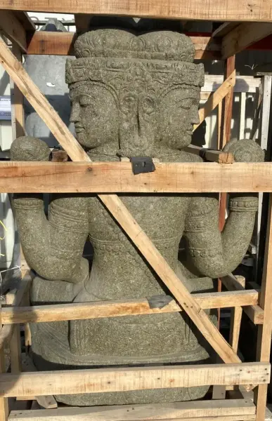 Artikelbild 2 des Artikels “Sitzender Tri Murti mit 3 Köpfen, 147cm Höhe, Natur “